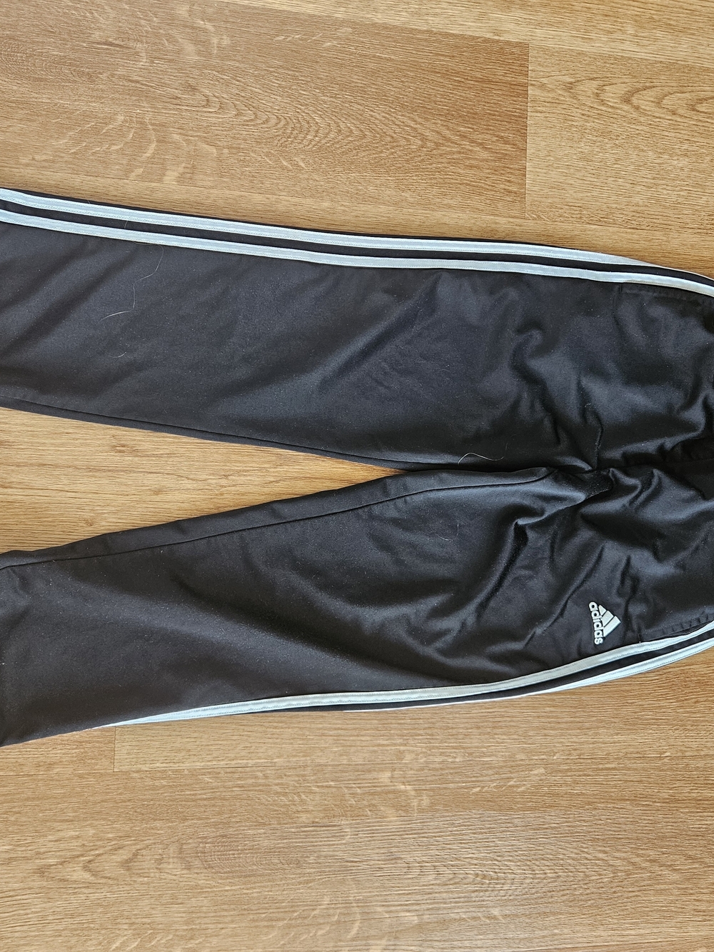 Adidas Men's Black Track Pants with Light Gray Stripes